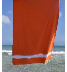 Fouta Plate orange rayée blanc Fouta Tunisia - 3