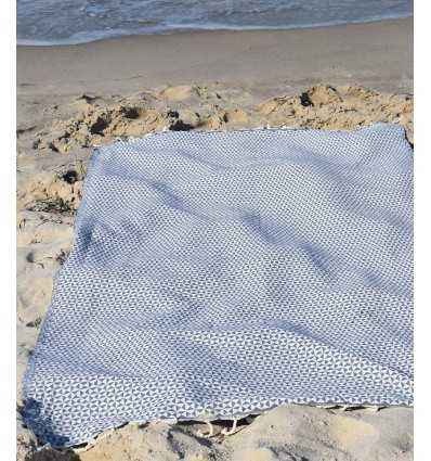 Fouta papillon bleu barbeau foncé