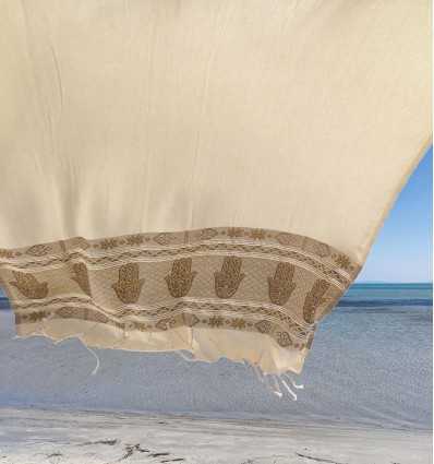 Fouta khomsa taupe Fouta Tunisia - 3
