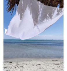 FOUTA Nid d'abeille unie blanche Fouta Tunisia - 1 2