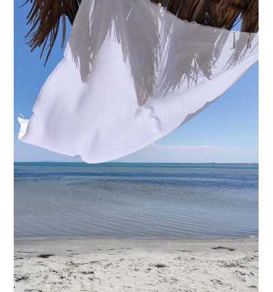 FOUTA Nid d'abeille unie blanche Fouta Tunisia - 2