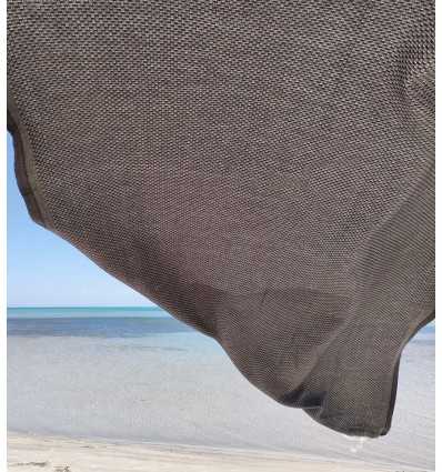 Serviette de plage unie gris fer moyen Fouta Tunisia - 3