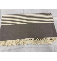 Jeté couleur bitume avec rayures  - 1