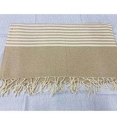 Jeté couleur beige tass avec rayures  - 1