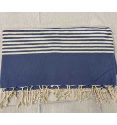 Jeté bleu smalt avec rayures  - 1