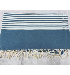 Jeté bleu céruléen foncé avec rayures  - 1