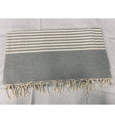 Jeté couleur gris souris avec rayures  - 1