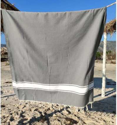 Fouta plate gris moyen