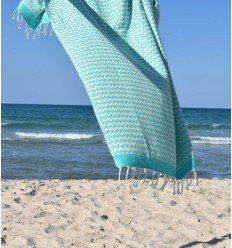Fouta zigzag bleu vert  - 1