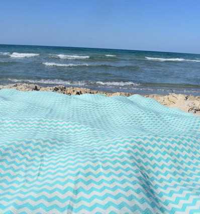 Fouta zigzag bleu vert  - 5