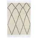 Tapis berbère en pure laine couleur beige avec motifs losange Fouta Tunisia - 1