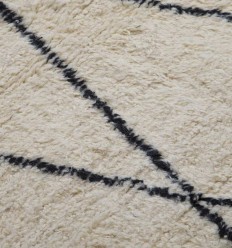 Tapis berbère en pure laine couleur beige avec motifs losange Fouta Tunisia - 1 2