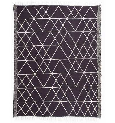 Tapis margoum 100 % coton couleur violet avec motifs géométriques