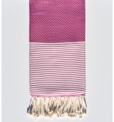 Fouta nid d'abeille rose violet Fouta Tunisia - 1