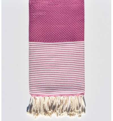 Fouta nid d'abeille rose violet