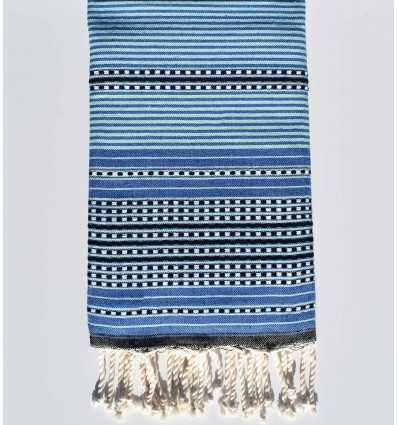 Fouta arabesque bleu et noir