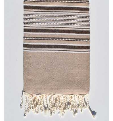 Fouta arabesque beige et marron