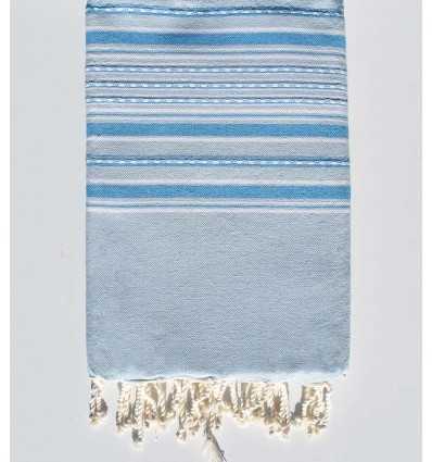 Fouta arabesque bleu clair rayée bleu