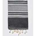 Fouta arabesque gris anthracite rayée gris clair Fouta Tunisia - 1
