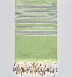 Fouta arabesque vert anis et gris Fouta Tunisia - 1