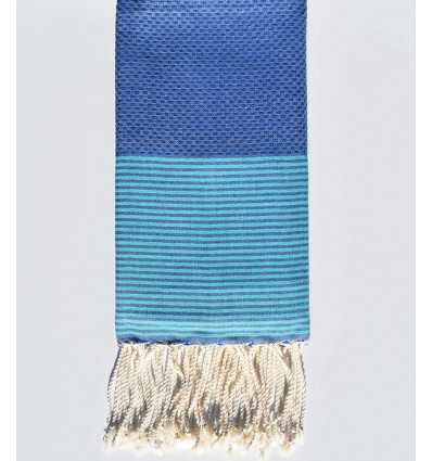 Fouta nid d'abeille bleu céruléum