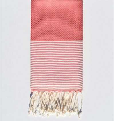 Fouta nid d'abeille rose balais moyen