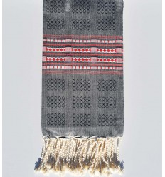 Fouta thalasso bleu nuit et rouge Fouta Tunisia - 1