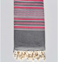 Jeté arabesque gris et rose Fouta Tunisia - 1