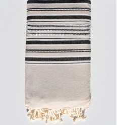 Jeté arabesque beige vanille Fouta Tunisia - 1