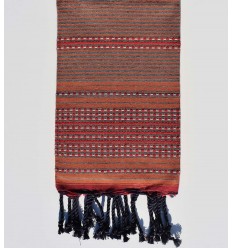 Fouta arabesque orange et gris Fouta Tunisia - 1