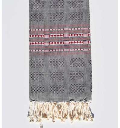 Fouta thalasso colombin avec motifs rouge