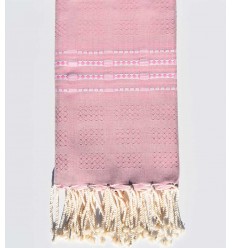 Fouta thalasso rose clair avec motifs Fouta Tunisia - 1