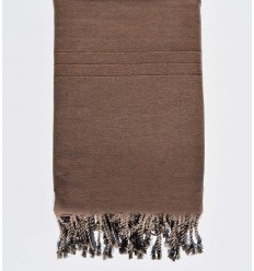 Jeté unie marron cacao Fouta Tunisia - 1 2