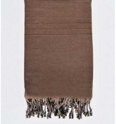 Jeté unie marron cacao Fouta Tunisia - 2