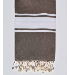 Fouta plate rayée bis taupe foncé Fouta Tunisia - 1