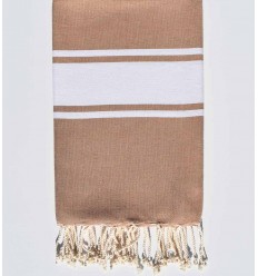 fouta plate noisette bande blanche  - 1
