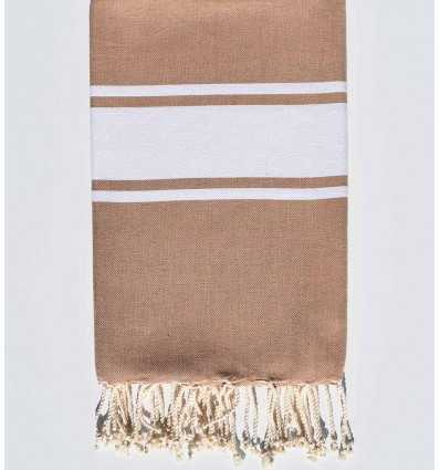 fouta plate noisette bande blanche