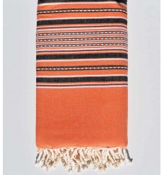Jeté arabesque orange corail Fouta Tunisia - 1