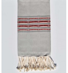 Fouta thalasso vert de gris avec motifs Fouta Tunisia - 1