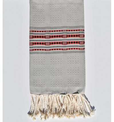 Fouta thalasso vert de gris avec motifs