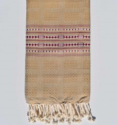 Fouta thalasso jaune ocre avec motifs Fouta Tunisia - 1