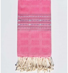 Fouta thalasso rose avec motifs violine Fouta Tunisia - 1