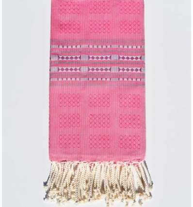 Fouta thalasso rose avec motifs violine