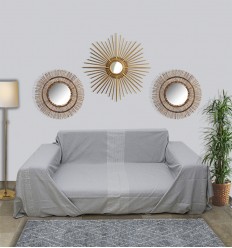 Jeté gris clair avec lurex Fouta Tunisia - 1