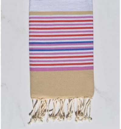 Fouta 5 couleurs beige, gris, orchidée, rouge et bleu