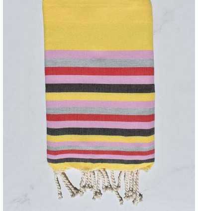 Fouta plate jaune ,Mauve , gris ,rouge  et noir