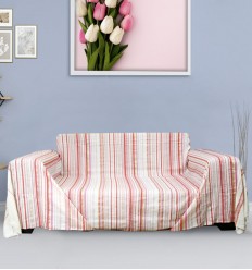 Jeté fadhila blanc crème clair et rose incarnat Fouta Tunisia - 1