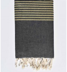 Jeté ardoise avec lurex doré Fouta Tunisia - 1