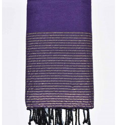 Jeté violet au fil lurex doré Fouta Tunisia - 1