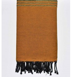 Jeté jaune moutarde avec lurex doré Fouta Tunisia - 1